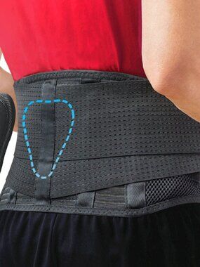 SPARTHOS BACK BRACE BELT FOR LOWER BACK PAIN + LUMBAR SUPPORT PAD 31" - 38" NWT